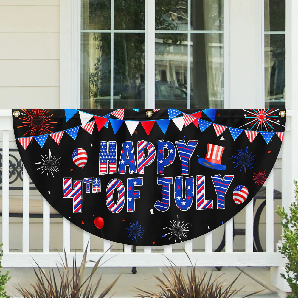 Bimipi American Flag - Happy 4th Of july Non-Pleated Fan Flag