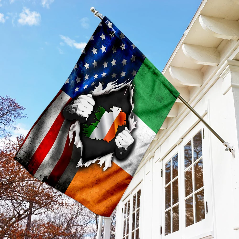 America Home With Irish Blood Flag