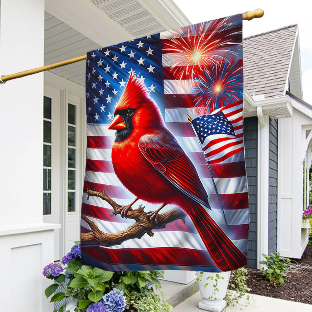 Patriotic Cardinal American Flag