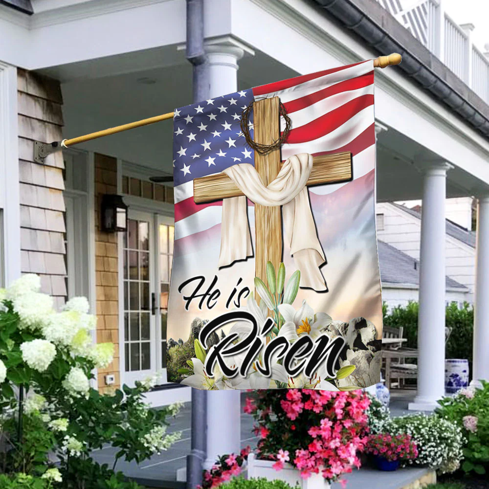 Easter Jesus He Is Risen American Flag