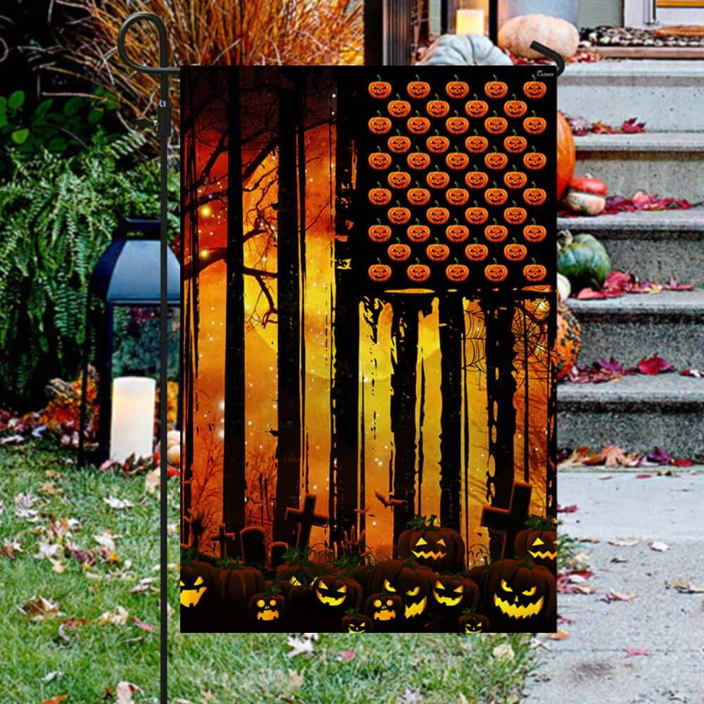 Pumpkin American Flag Bimipi  ™ Halloween Pumpkin Flag 3-Day Shipping