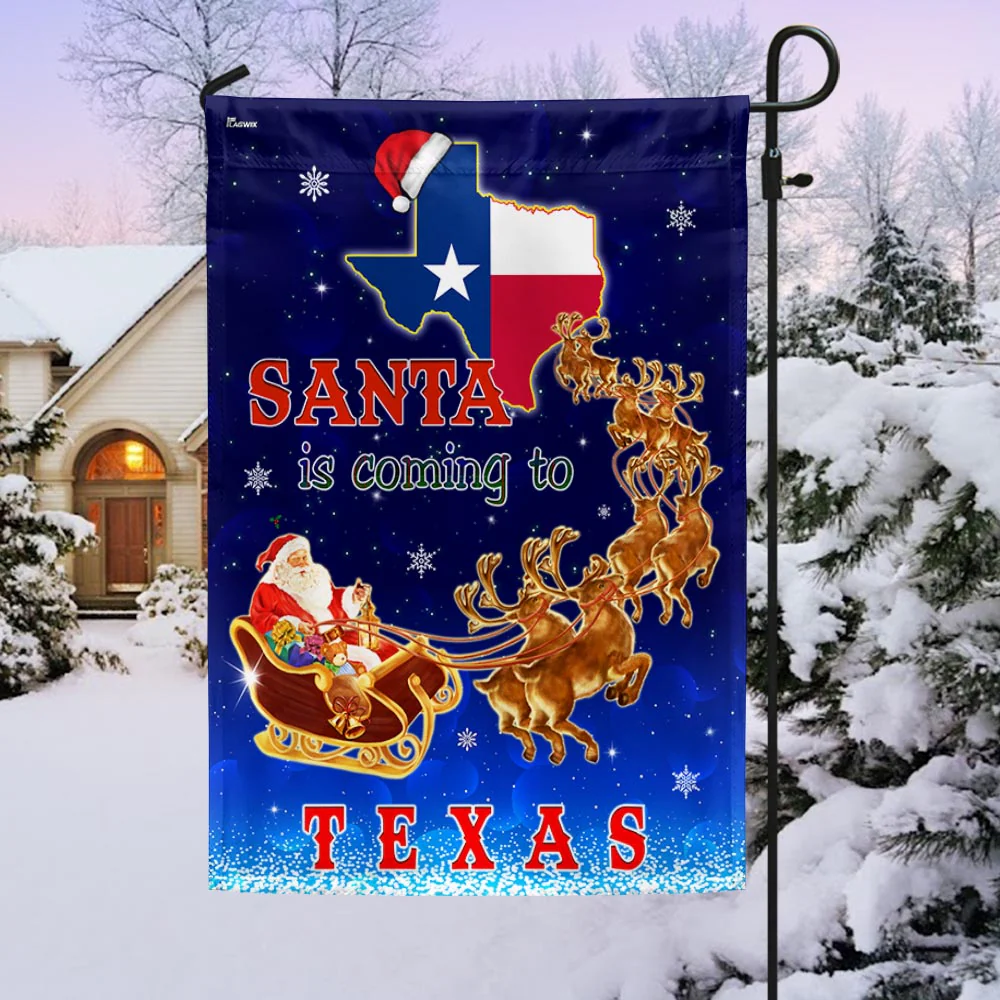 Texas Christmas Flag Santa Is Coming To Texas TQN1681Fv2