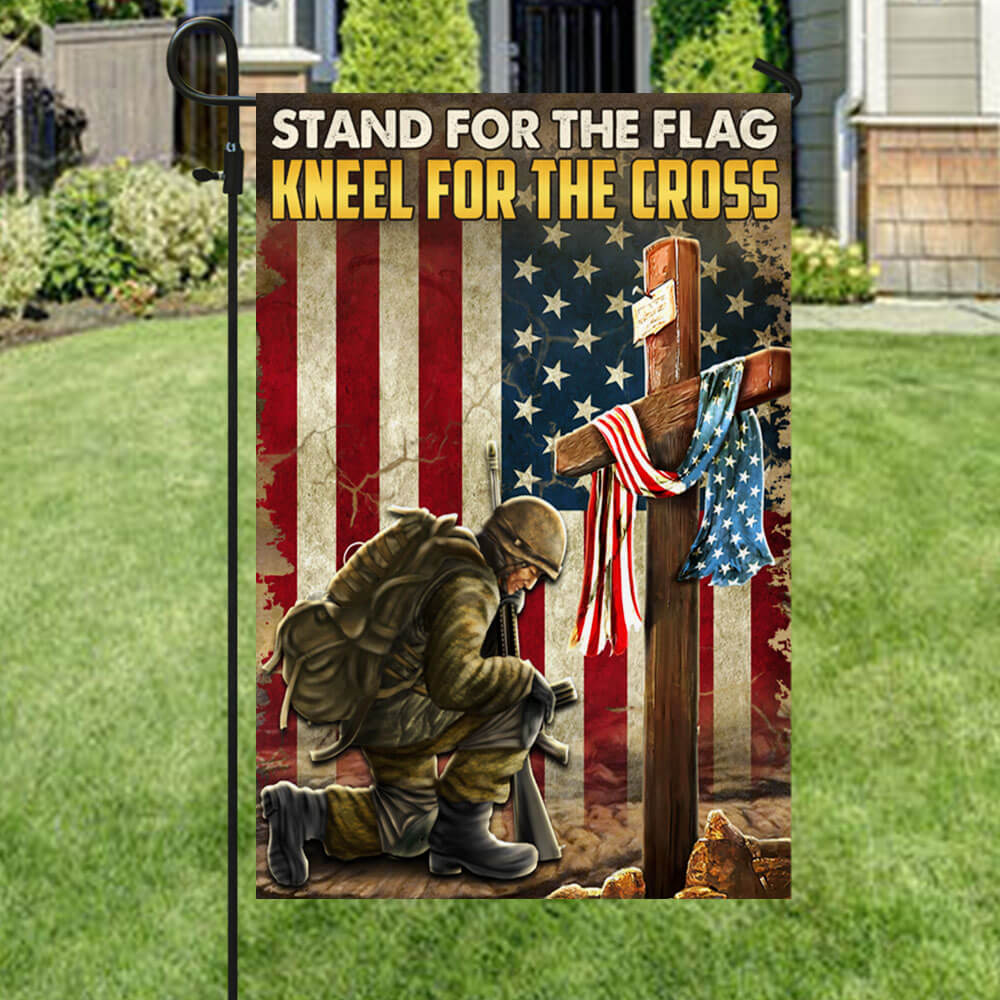 Veteran Kneeling Cross American Flag Stand for the Flag Kneel for the Cross Patriotic Veterans Day Flag