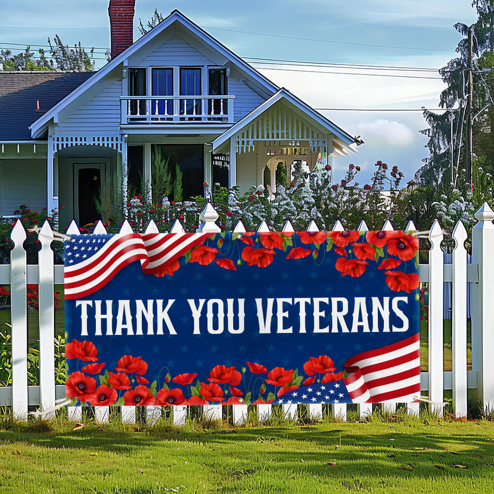 Veterans Day Thank You Veterans Fence Banner