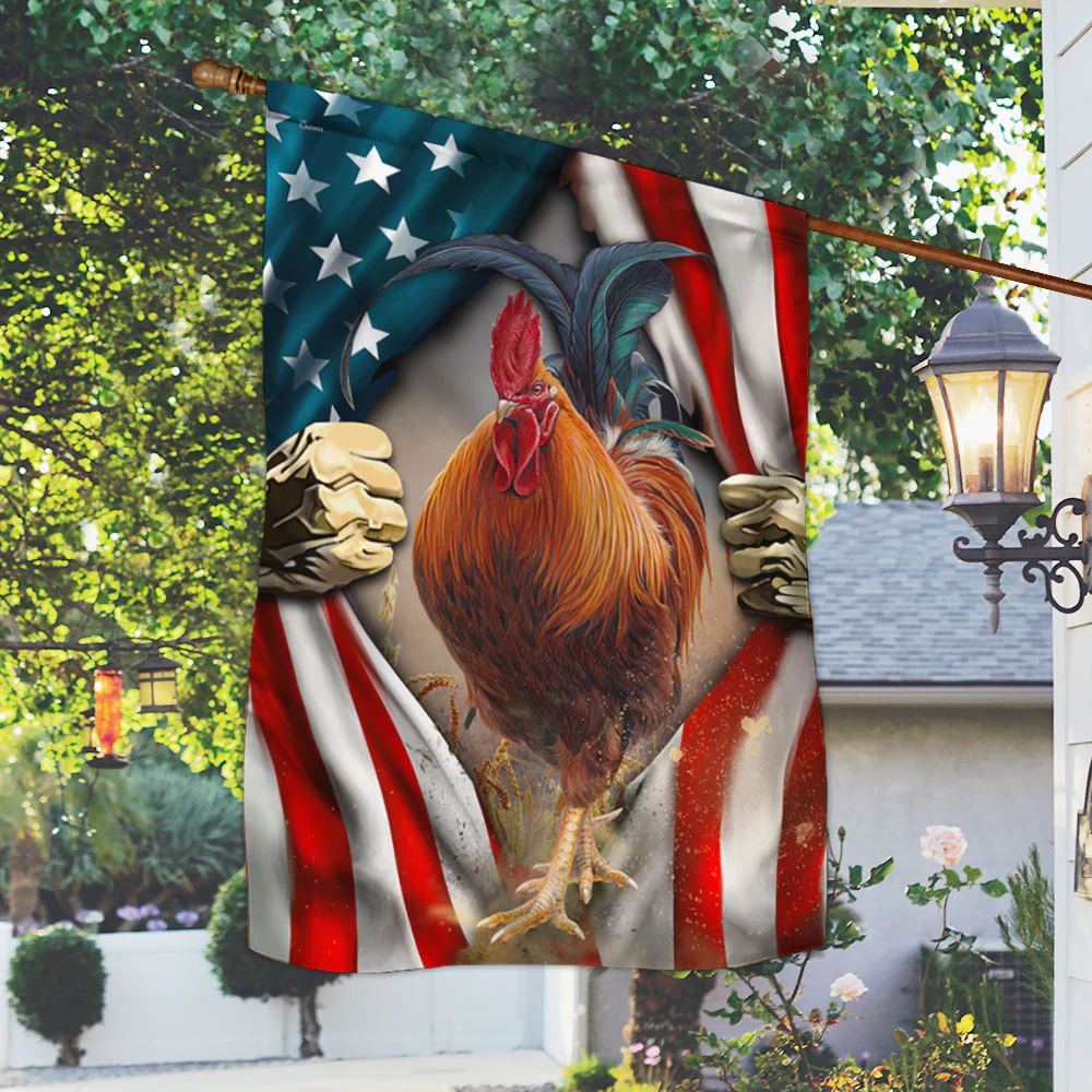 Chicken Rooster American Flag, Farm Flag