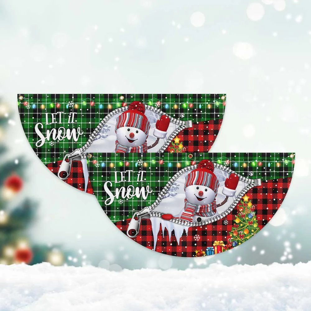 Snowman Let It Snow Merry Christmas Non-Pleated Fan Flag