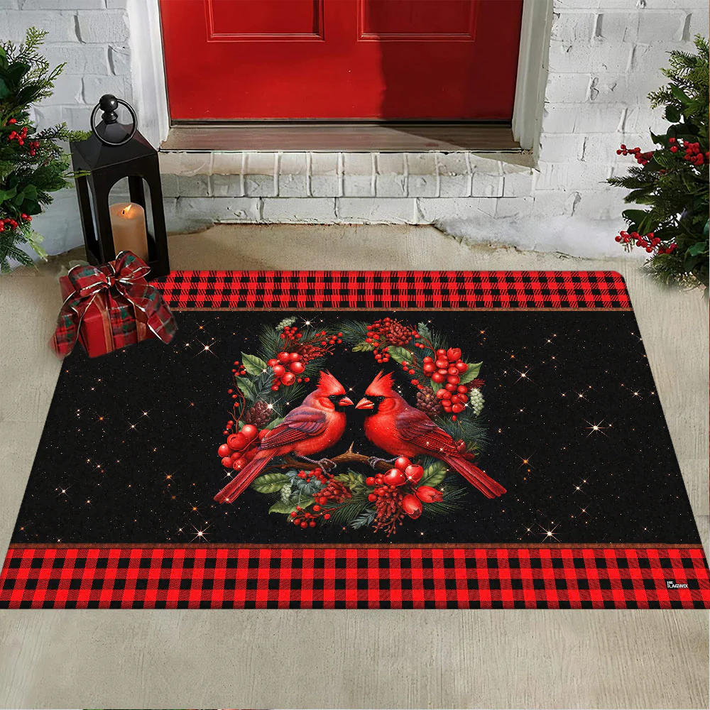 Cardinal Merry Christmas Doormat, home and garden decor