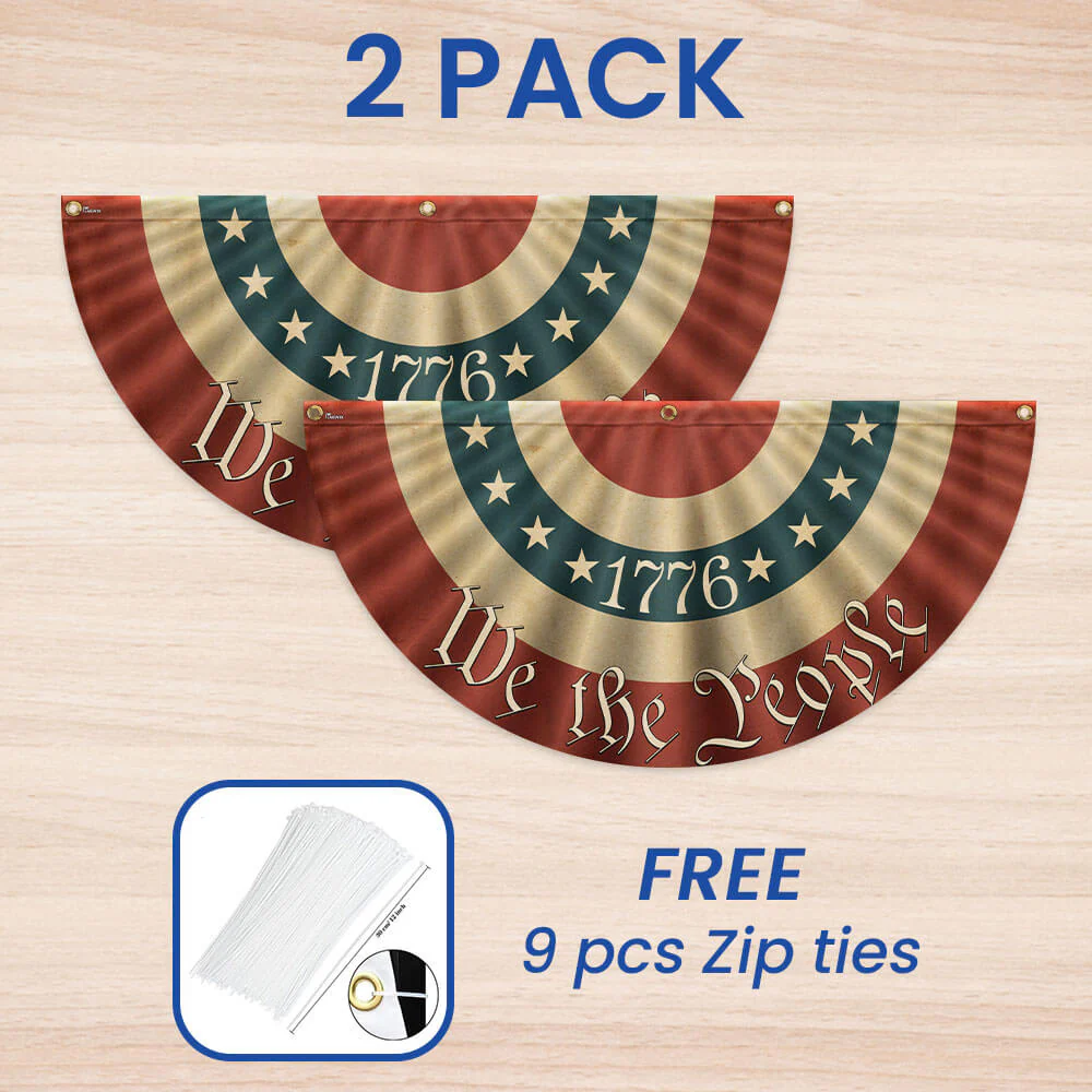 1776 We The People Patriotic American Flag Bunting 3-Day Shipping