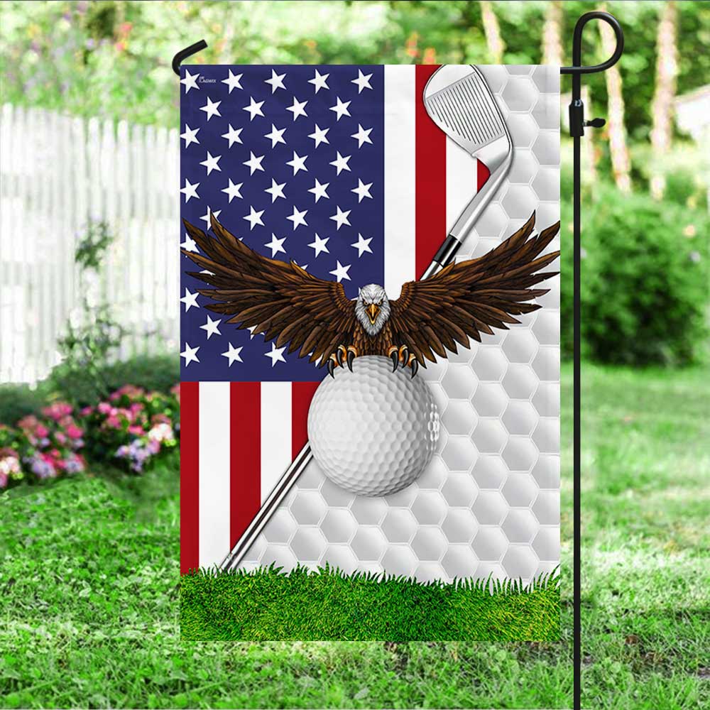 Golf American Flag, Patriotic Eagle And Golf Ball Artwork, USA Pride Outdoor Flag For Golf Lovers