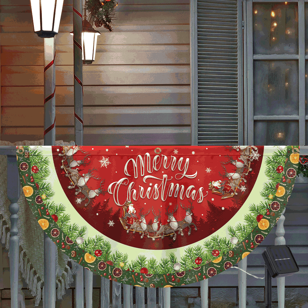 Santa Claus Merry Christmas Solar Led Fan Flag