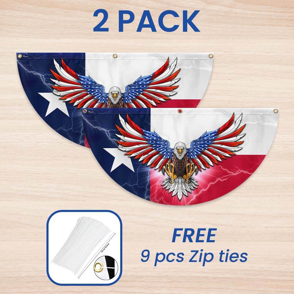 Texas American Eagle Non-Pleated Fan Flag