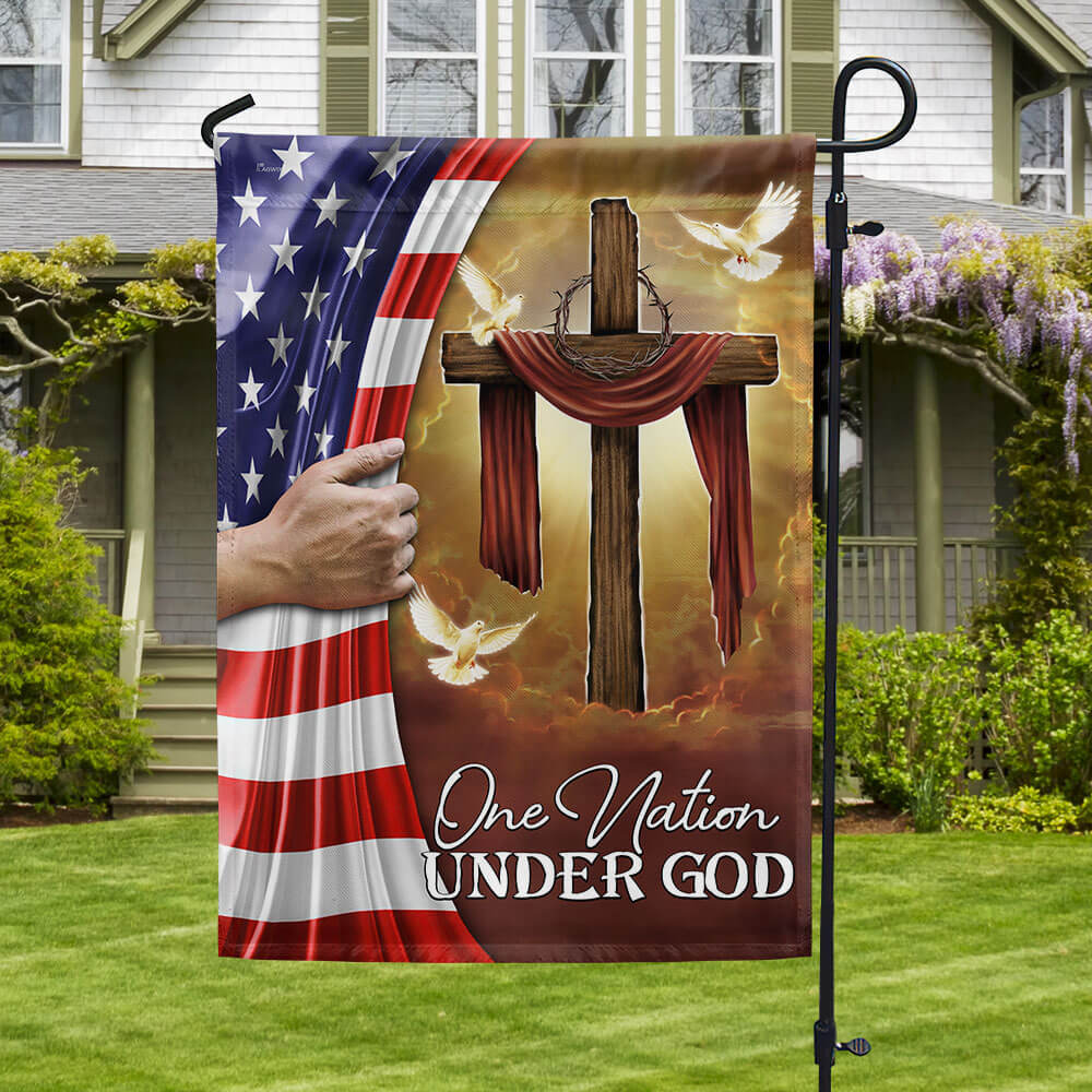 Bimipi American Flag - One Nation Under God Christian Cross American Flag
