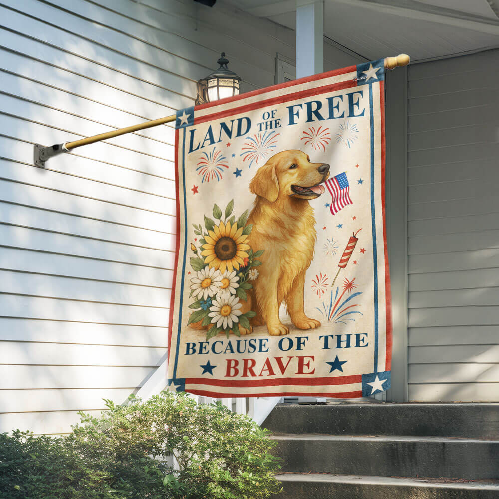 Bimipi American Flag - Patriotic Golden Retriever Dog 4th Of july Independence Day Flag