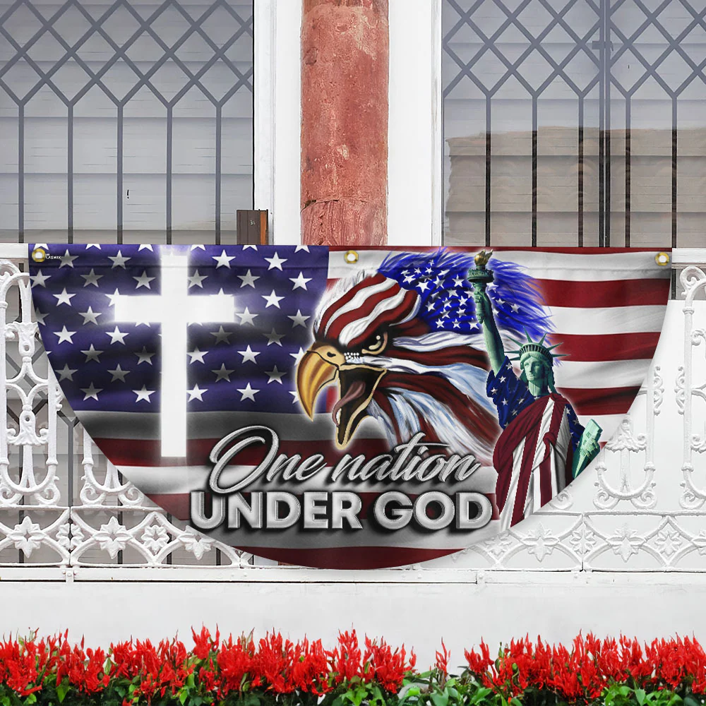 US Eagle Cross Freedom One Nation Under God Non-Pleated Fan Flag