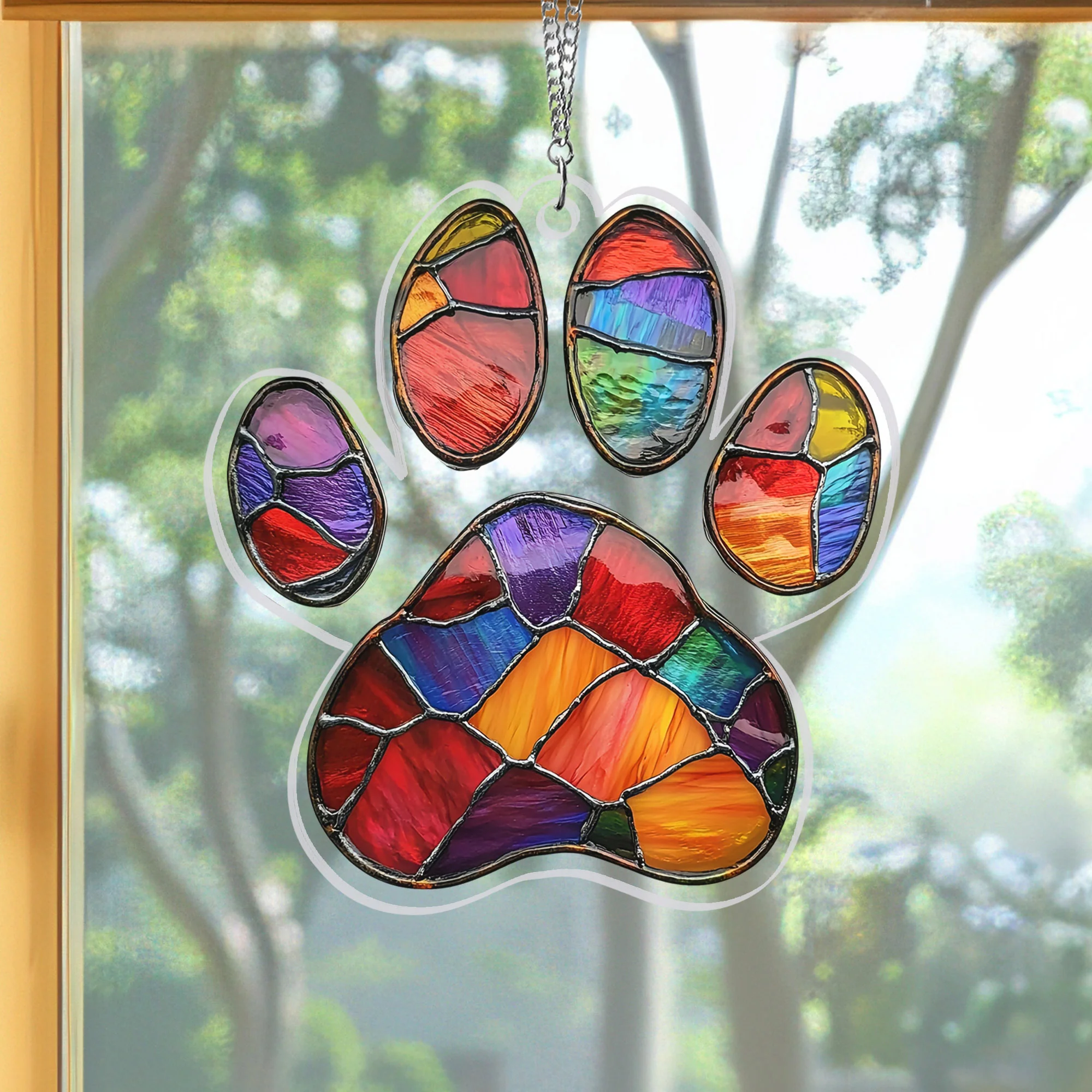 Dog Paw Print Acrylic Suncatcher Hanging