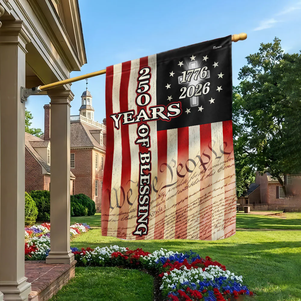 250 Years of Blessing Flag, 1776 2026 We The People Christian Cross Decor