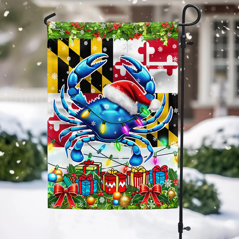 Christmas Crab Maryland Blue Crab Christmas Maryland Flag MLN4146Fv1