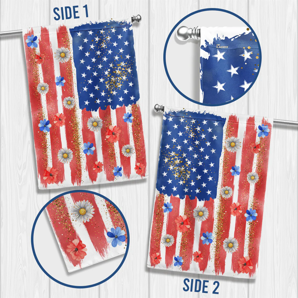 Bimipi American Flag - Flower Brushstroke America 4th of july Flag