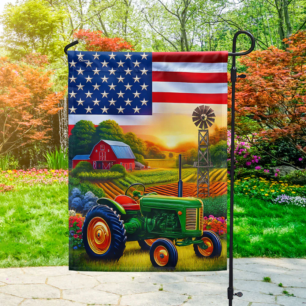 Farm Tractor American Flag