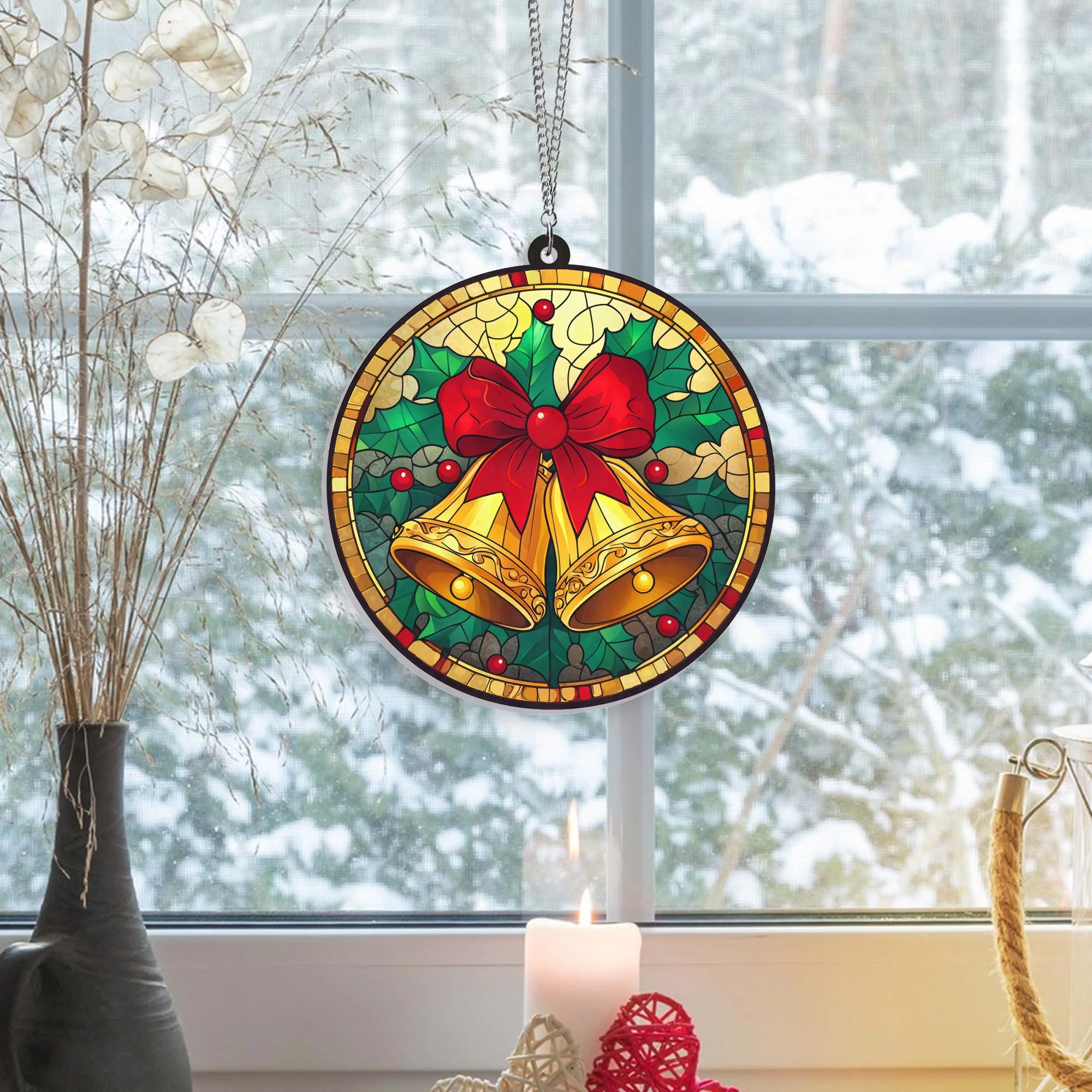 Jingle Bells Christmas Xmas Suncatcher Acrylic Hanging