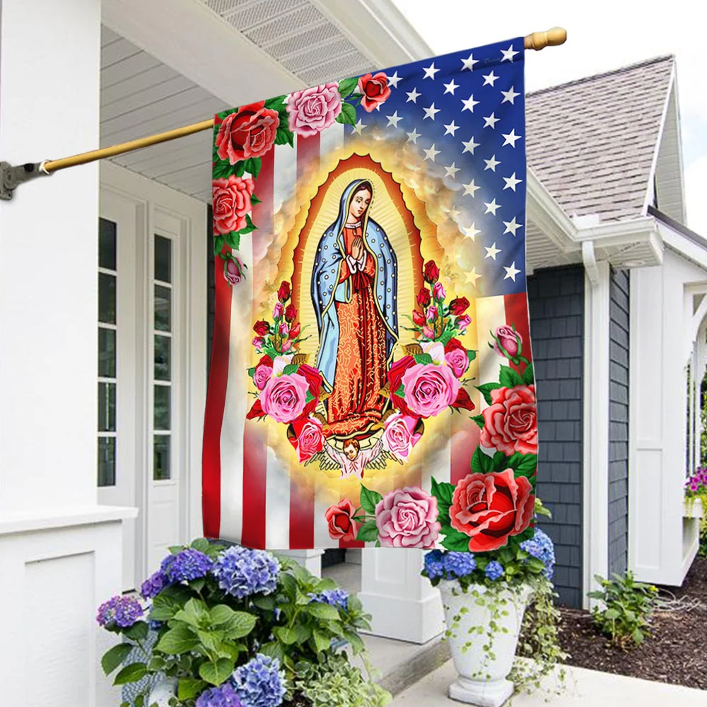 Mary, Mother of Jesus. Our Lady of Guadalupe American Flag