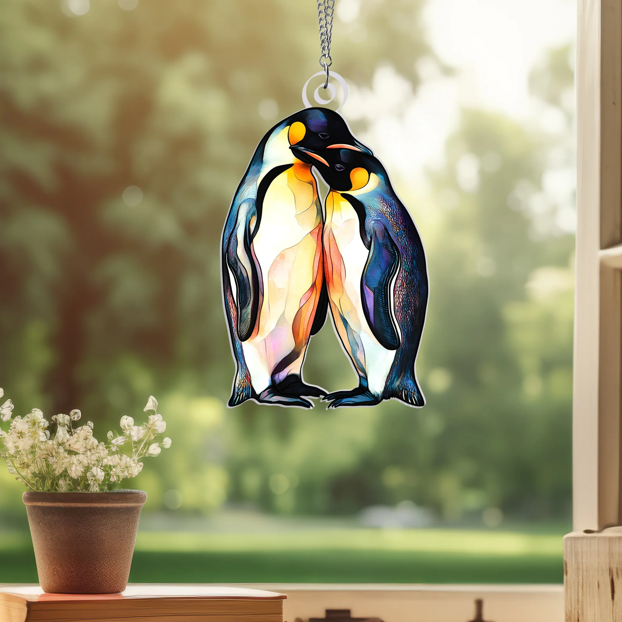 Valentine’s Gifts Penguin Couple Acrylic Suncatcher Hanging Sign