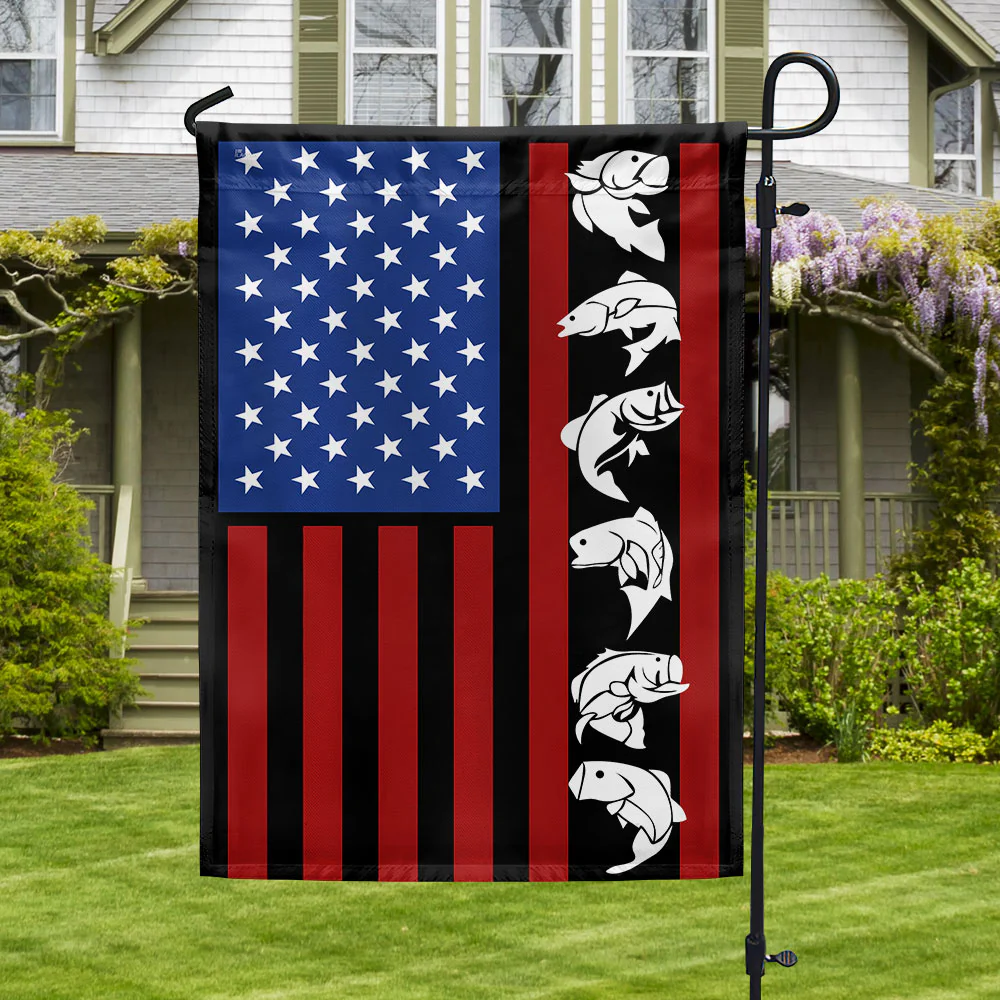 Bass Fishing American Flag