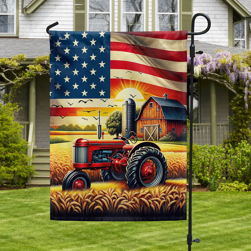 Tractor 4th of july So God Made a Farmer American Flag