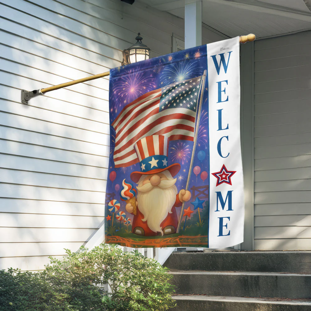 Bimipi American Flag - Welcome 4th of july Gnome Patriotic American Flag
