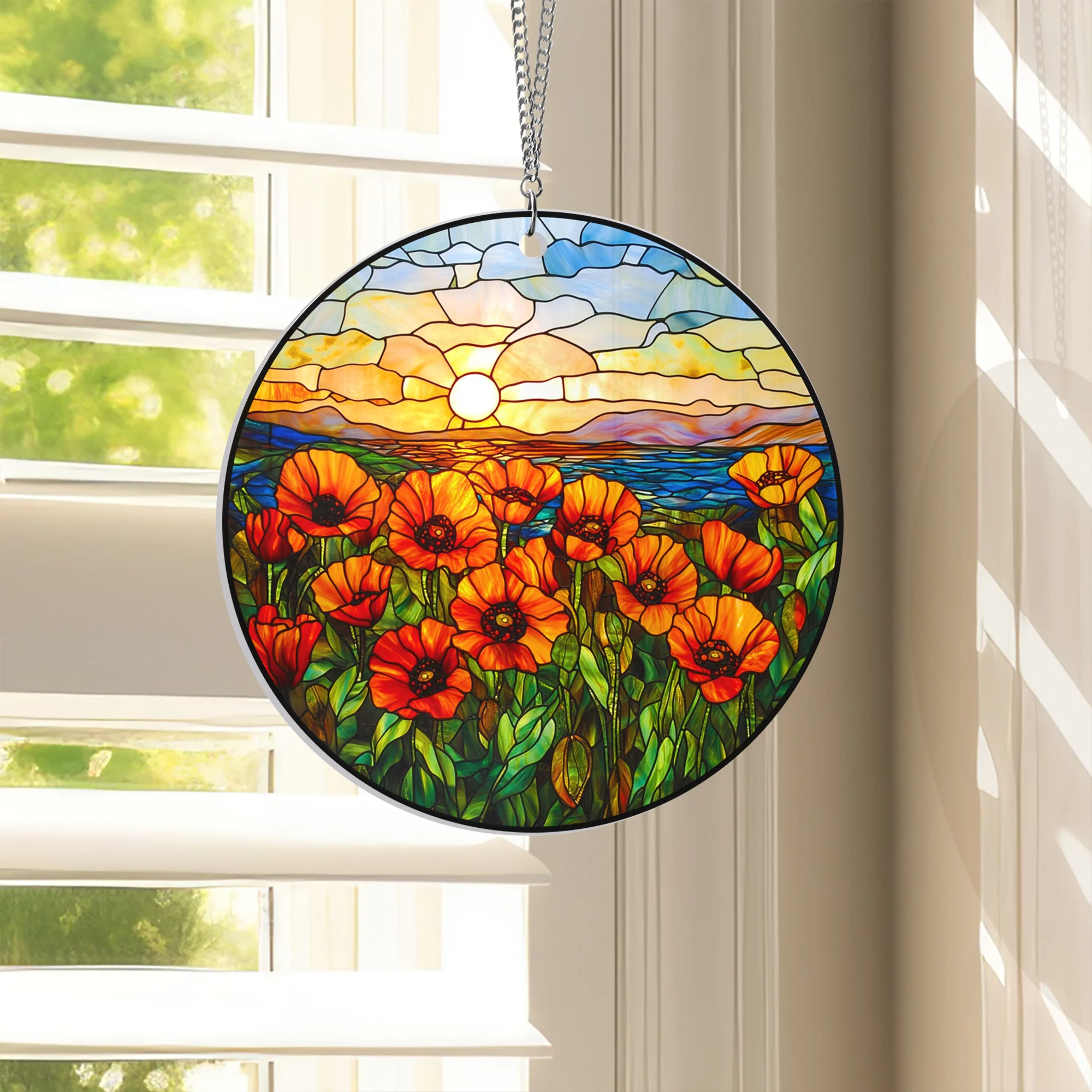 California Poppies Acrylic Suncatcher Hanging Sign Gift For California