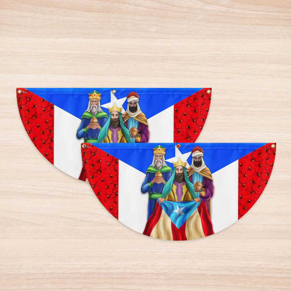 Three Kings Puerto Rico Non-Pleated Fan Flag