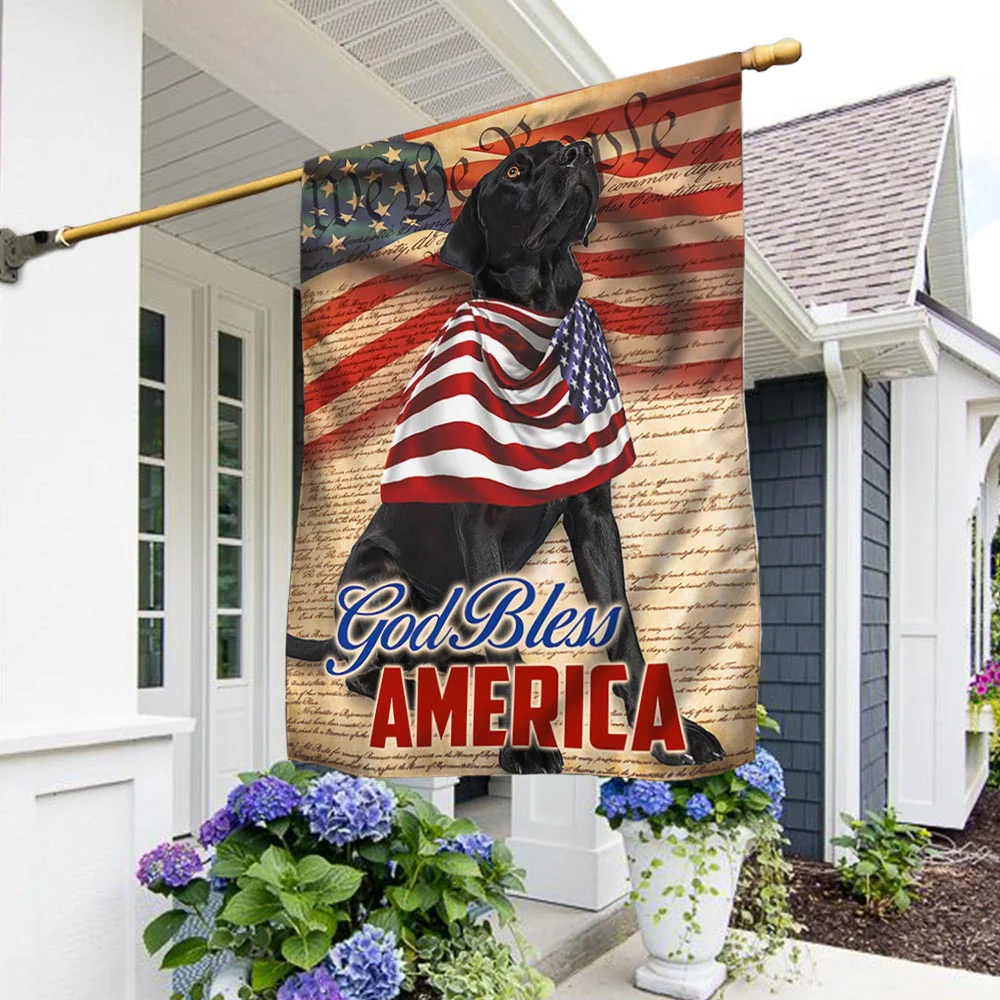 Bimipi American Flag - Patriotic Black Labrador Retriever Dog 4th Of july God Bless America Flag