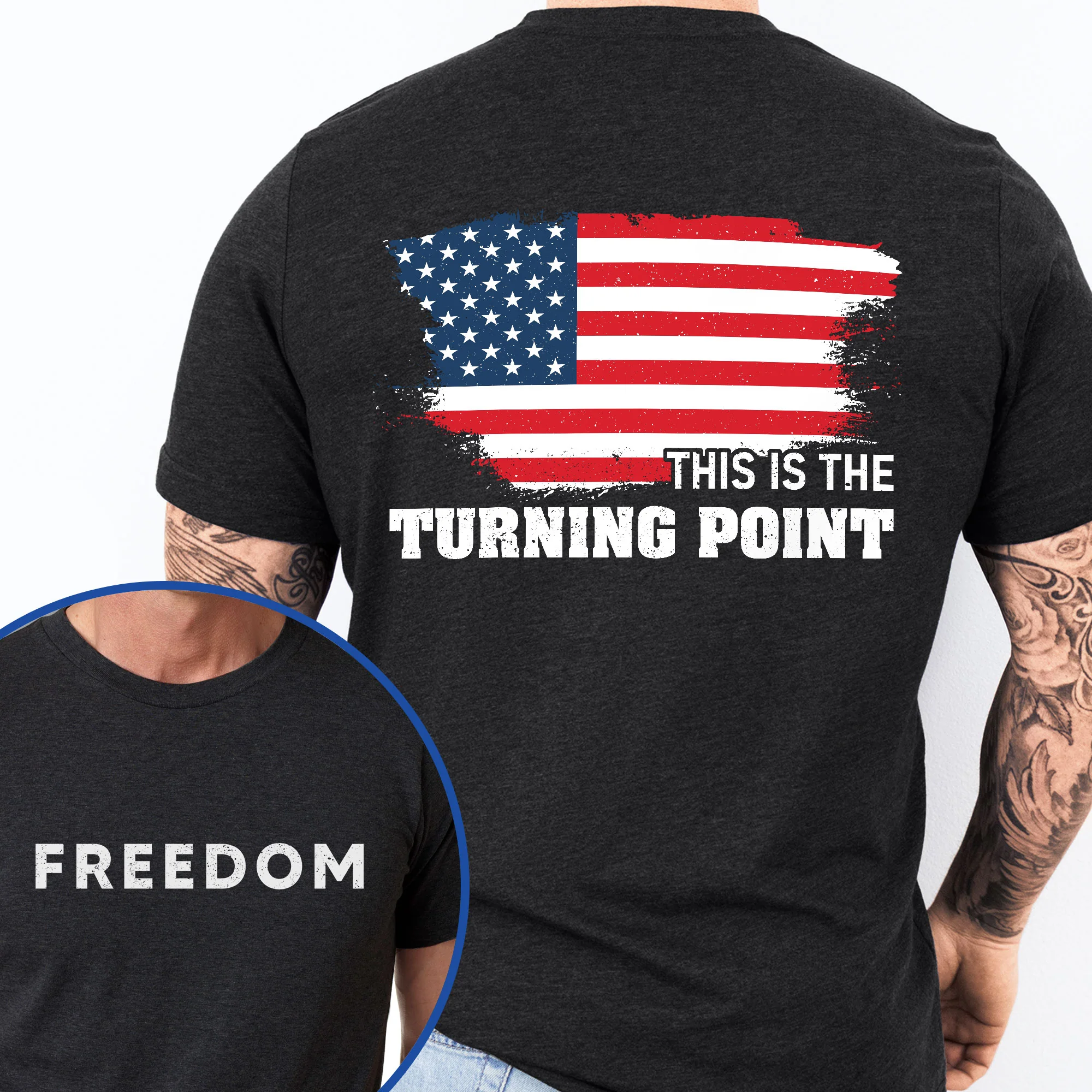 Charlie Kirk Freedom T-shirt - This Is The Turning Point American Flag Shirt