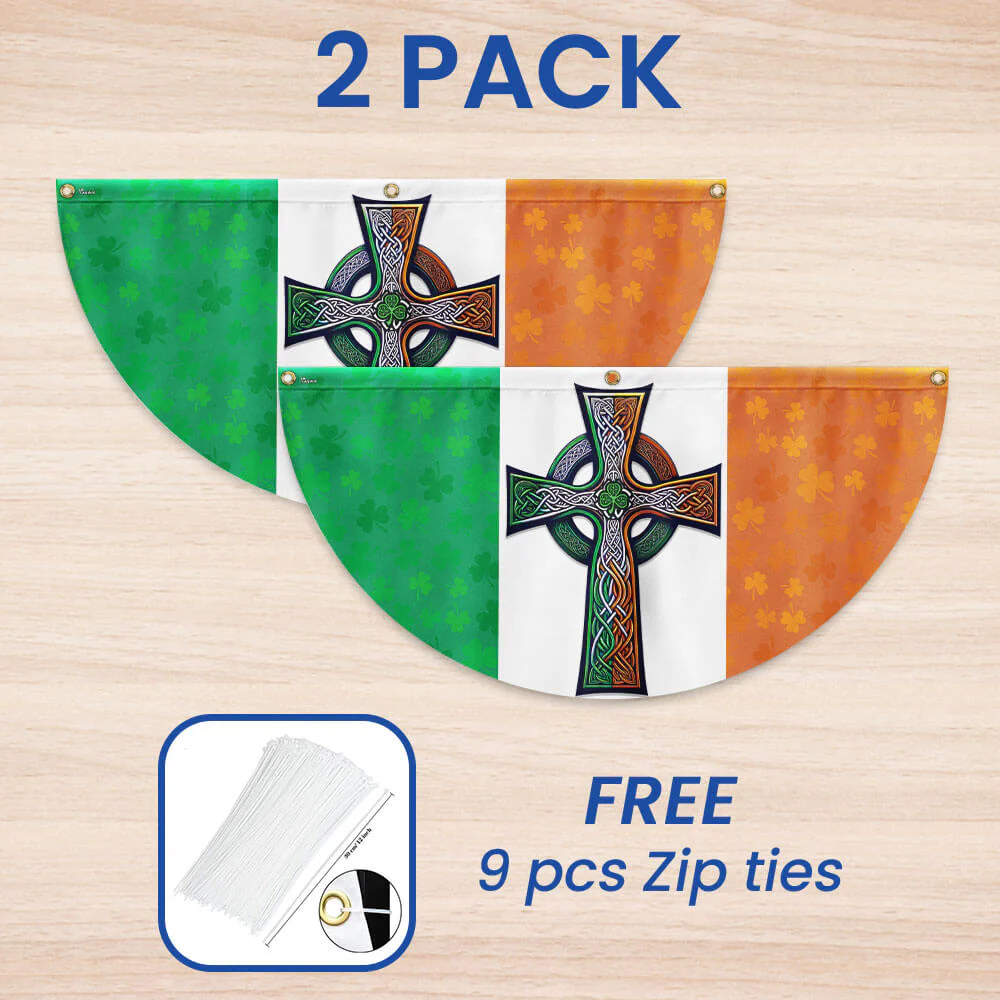 Irish Celtic Knot Cross St. Patrick’s Day Irish American Non-Pleated Flag