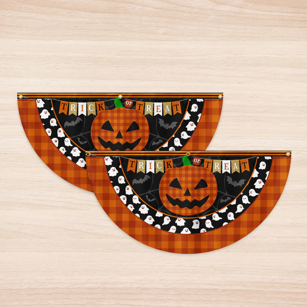 Halloween Pumpkin Trick or Treat Non-Pleated Fan Flag
