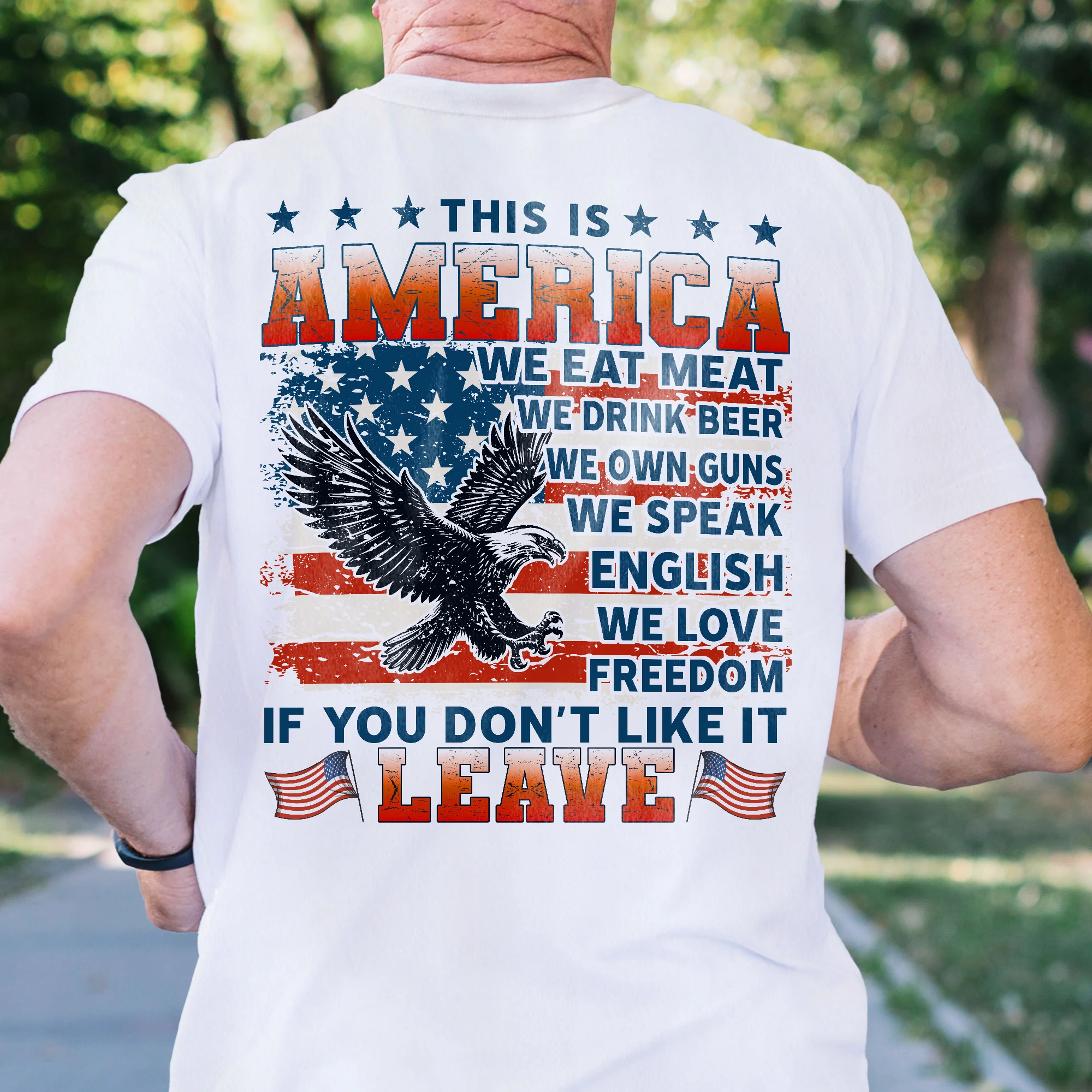 Retro American Flag US Veteran Shirt, This Is A America, If You Don't Like It LEAVE
