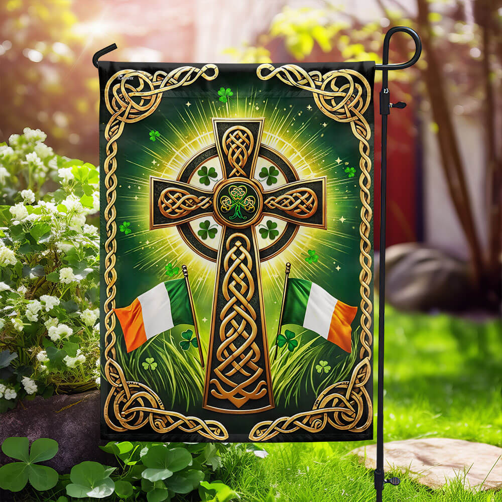 Irish Celtic Knot Cross St. Patrick's Day Flag
