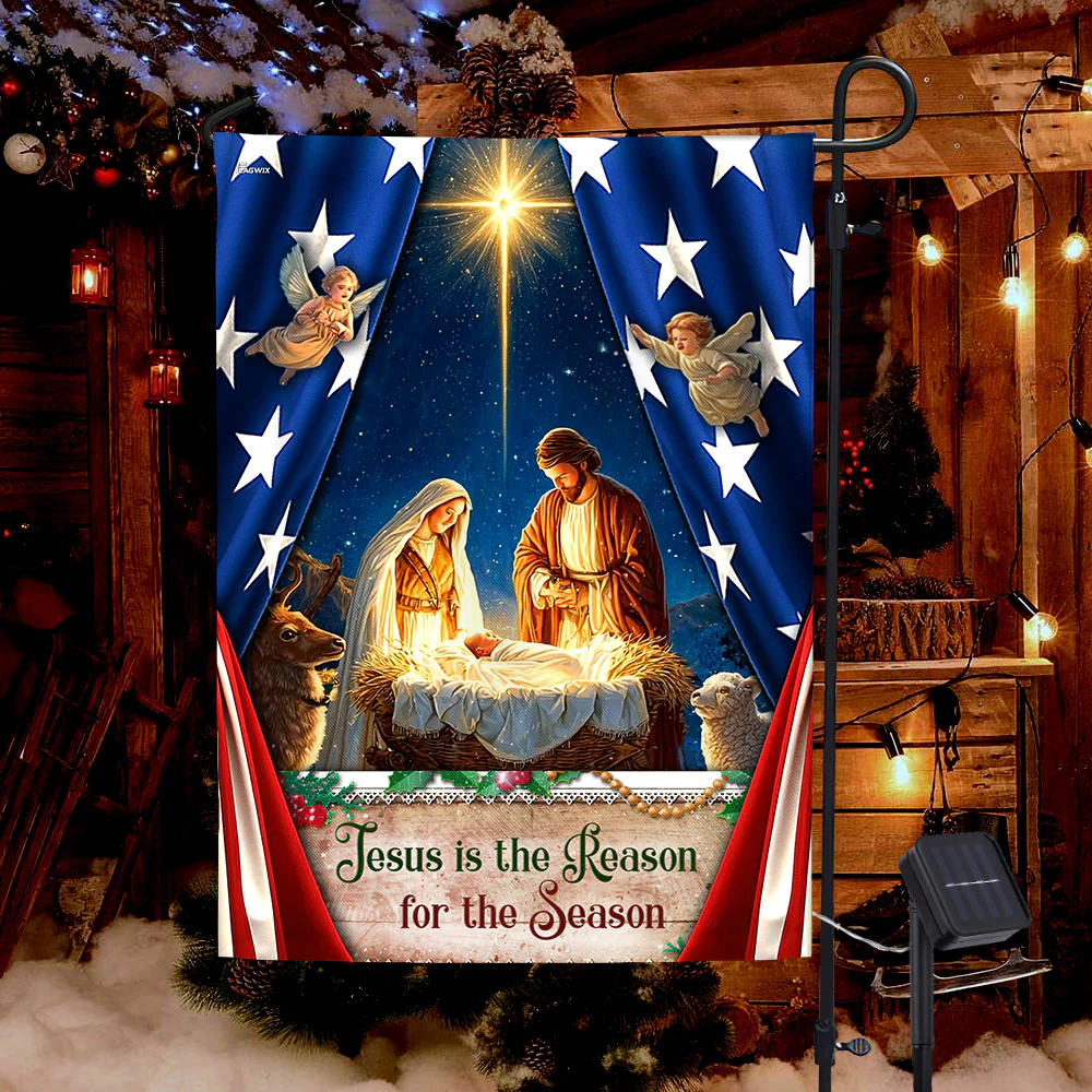 Jesus Is the Reason Flag | Nativity Faith American Christmas Decor