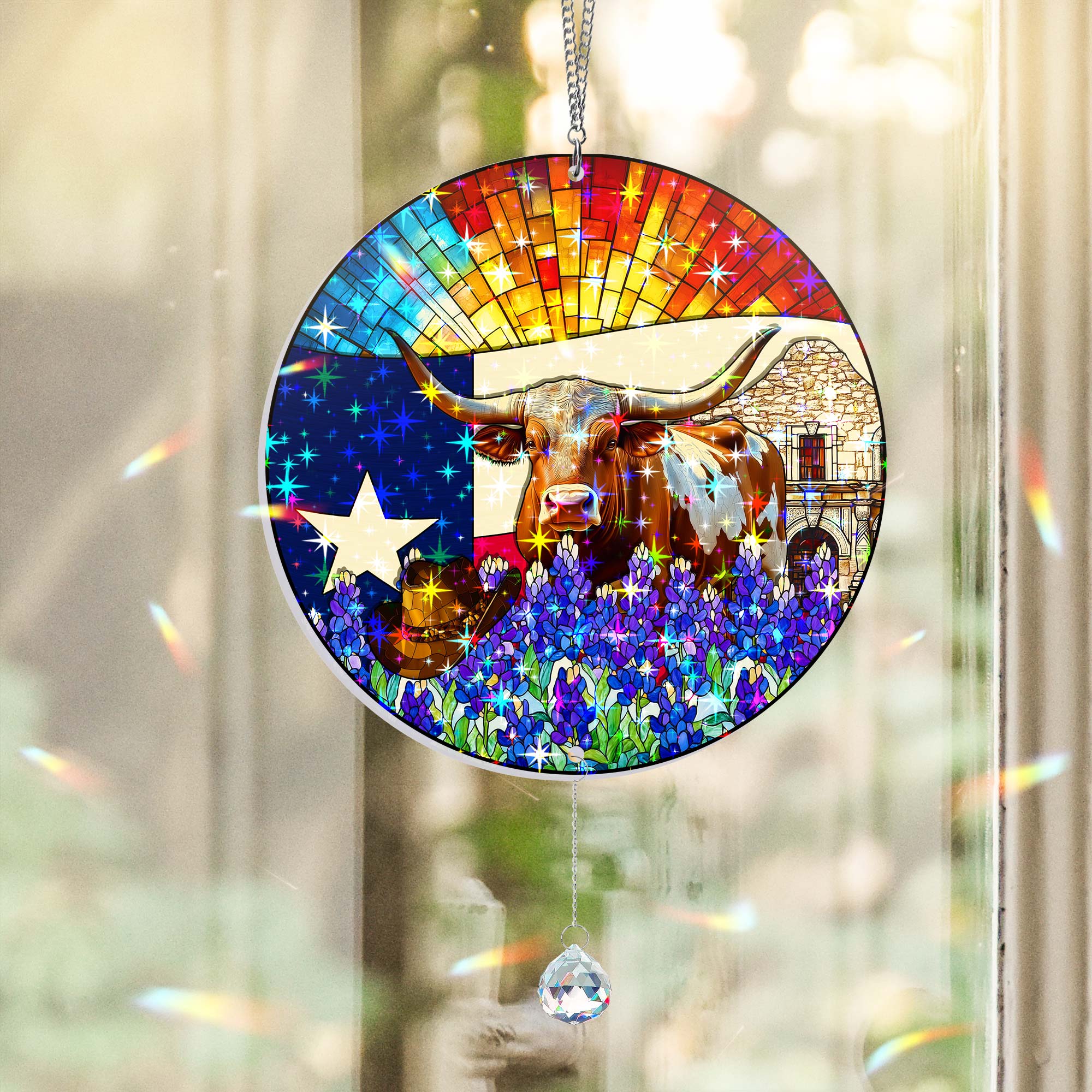 Texas Lone Star Hologram Window Hanging