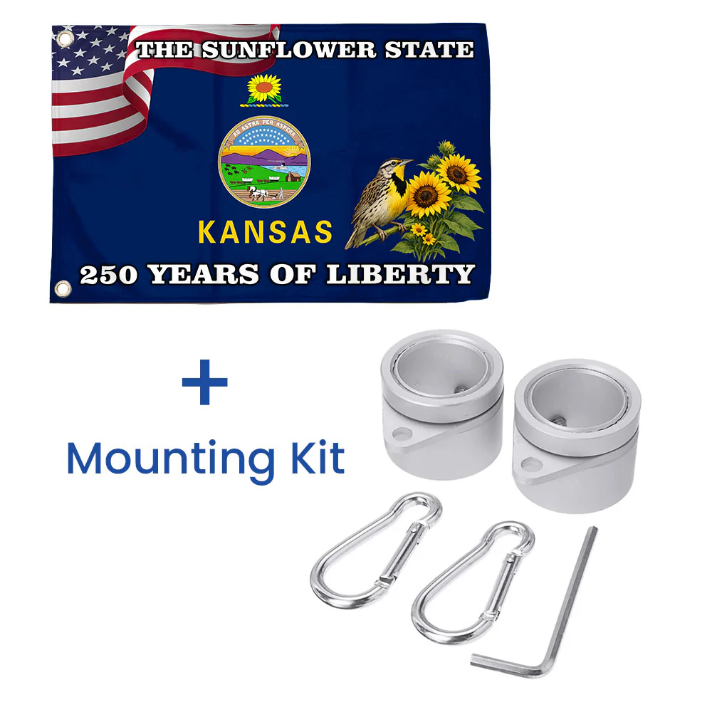Kansas State Flag, 250 Years of Liberty The Sunflower State Grommet Flag