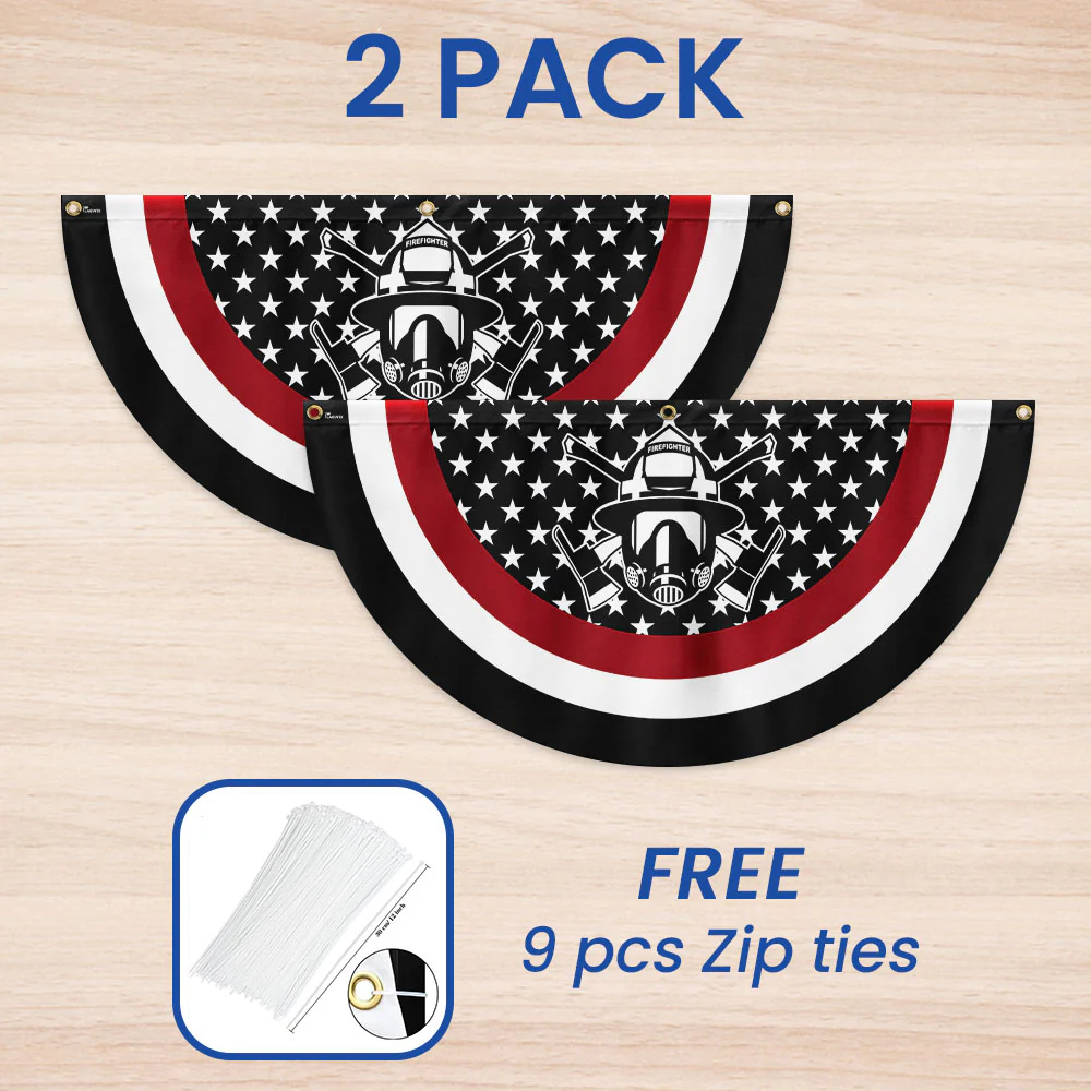Firefighter Fireman Thin Red Line Non-Pleated Fan Flag