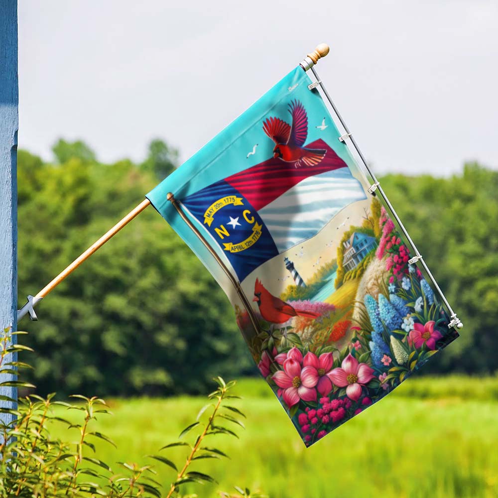 Bimipi Spring in North Carolina, Dogwood Flowers, Colorful Azaleas and Cardinal Flag