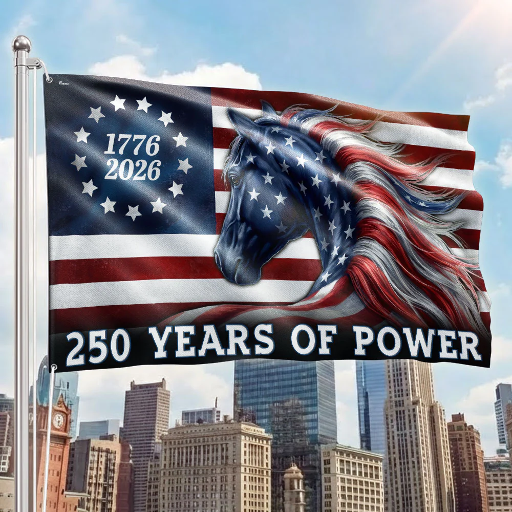 250 Years of Power Flag, 1776 2026 Patriotic Horse Grommet Flag