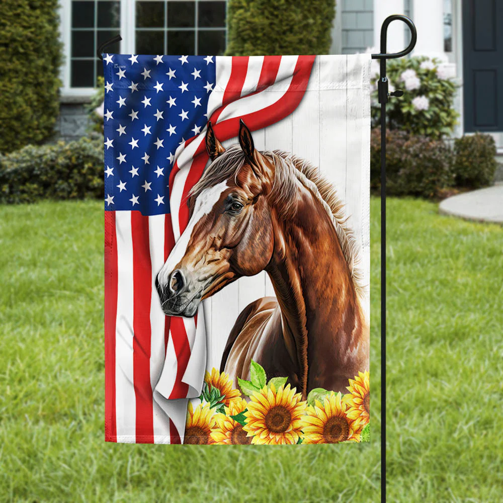Horse Flower American Flag