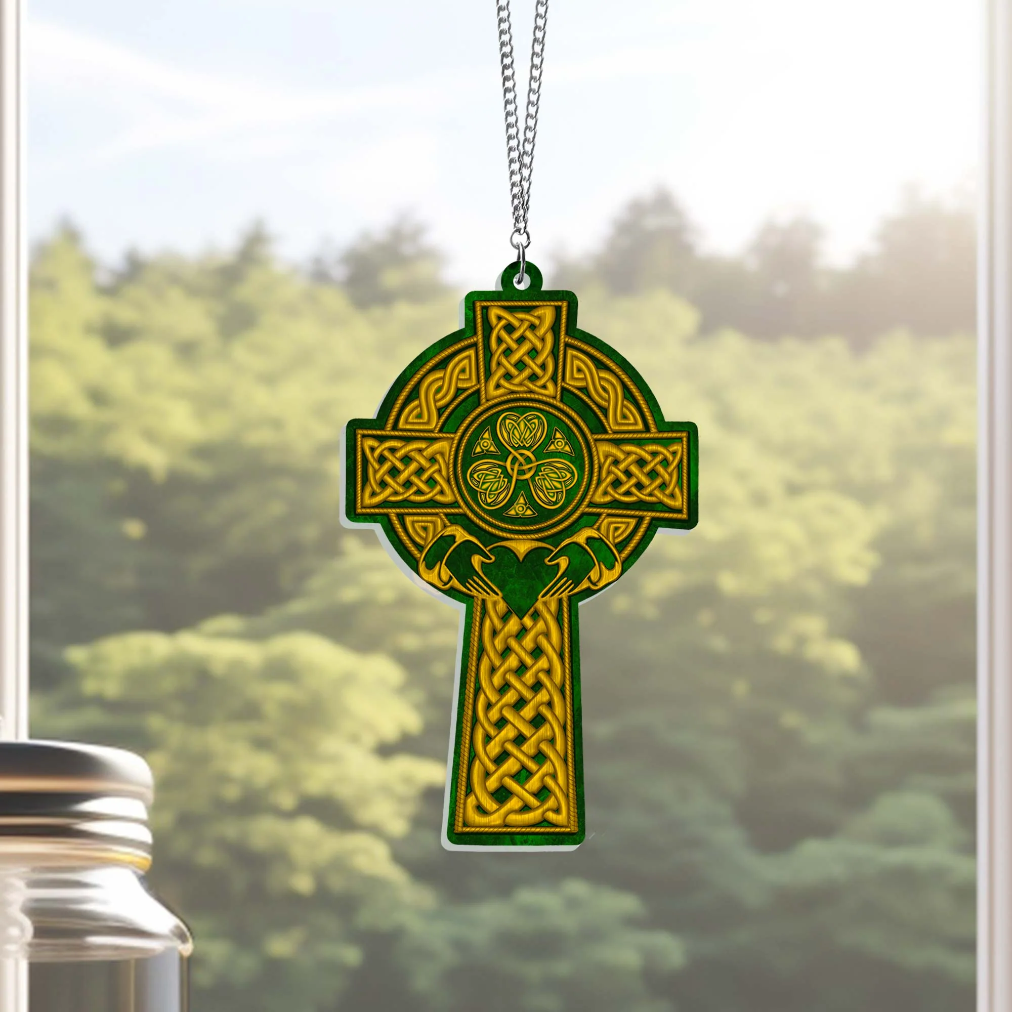 Celtic Knot Cross Acrylic Suncatcher Hanging Sign