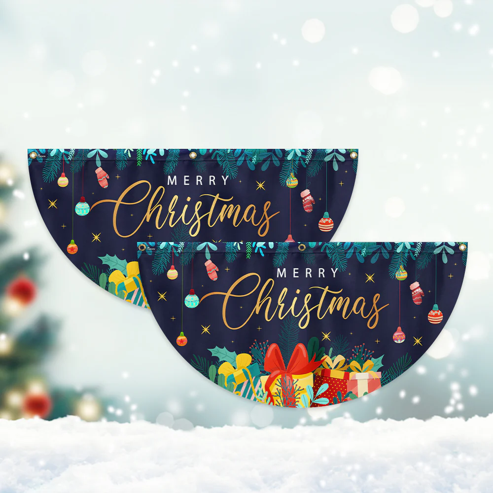 Merry Christmas Non-Pleated Fan Flag