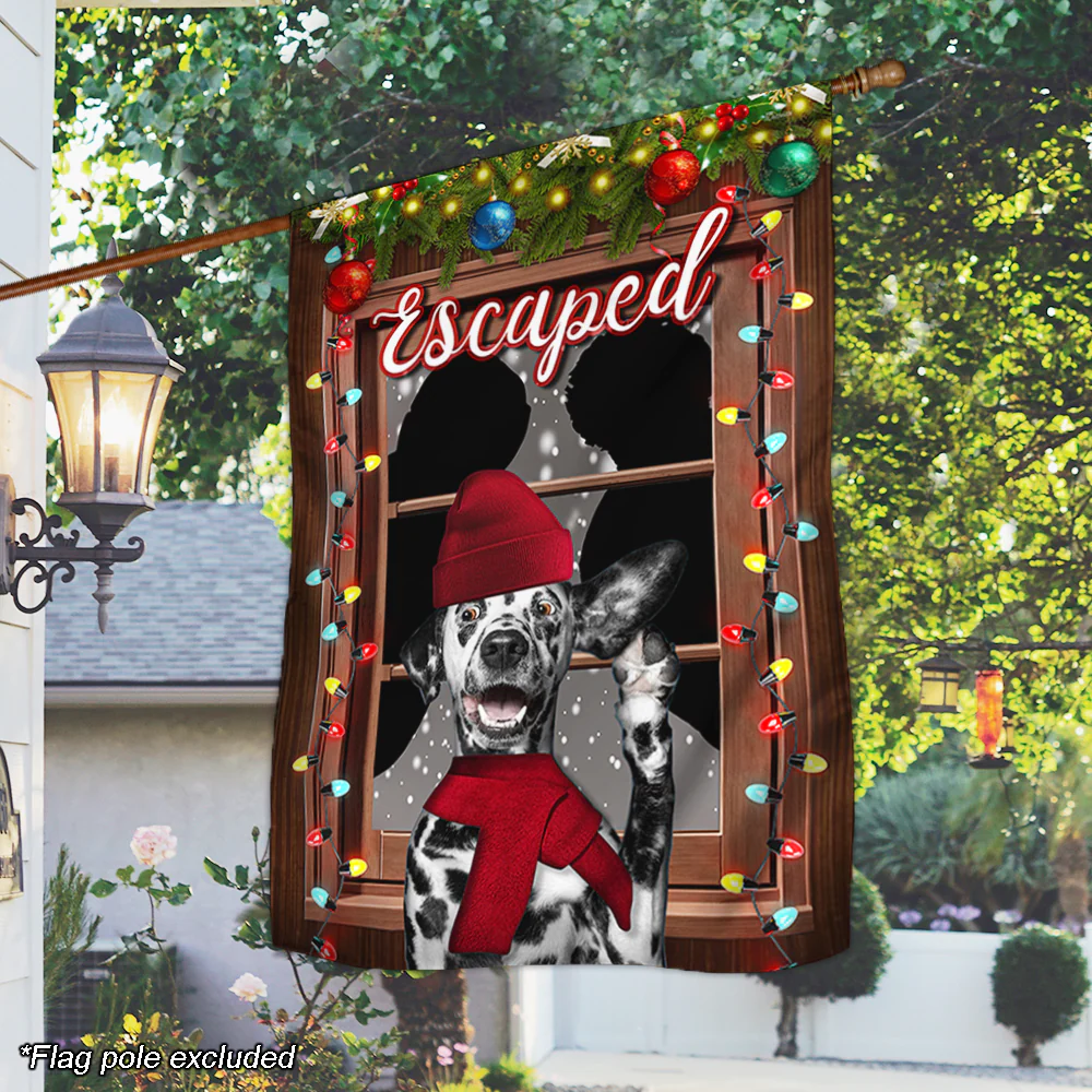 Christmas  Flag Escaped Dalmatian