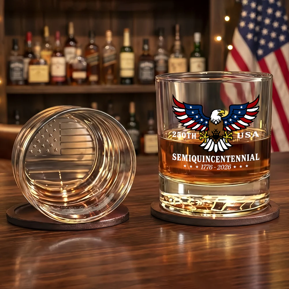 250th Anniversary America Semiquincentennial Printed Whiskey Glass Gift