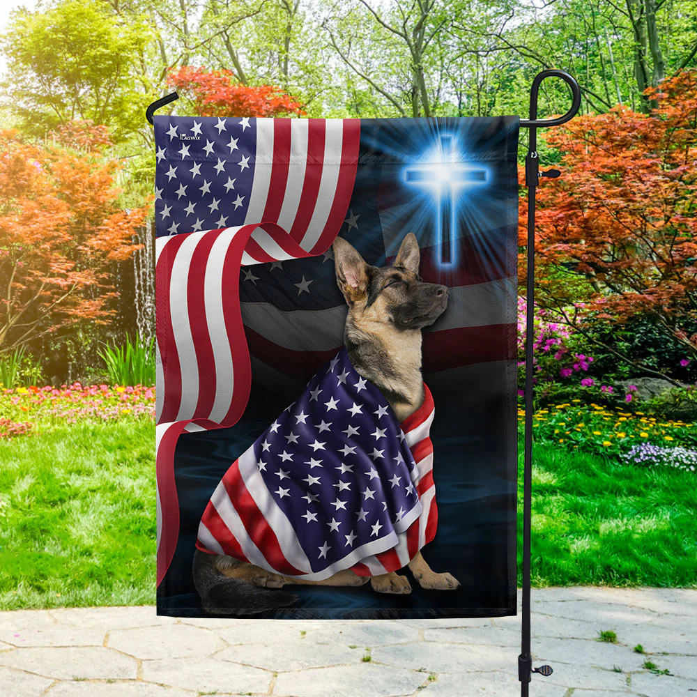 Bimipi American Flag - German Shepherd American Patriot Flag Wrapped in Glory