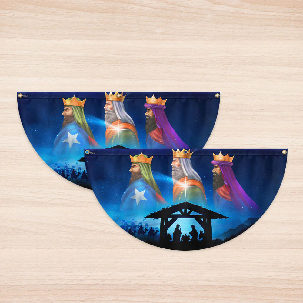 Nativity Three Wise Men We Three Kings Jesus Christmas Non-Pleated Fan Flag